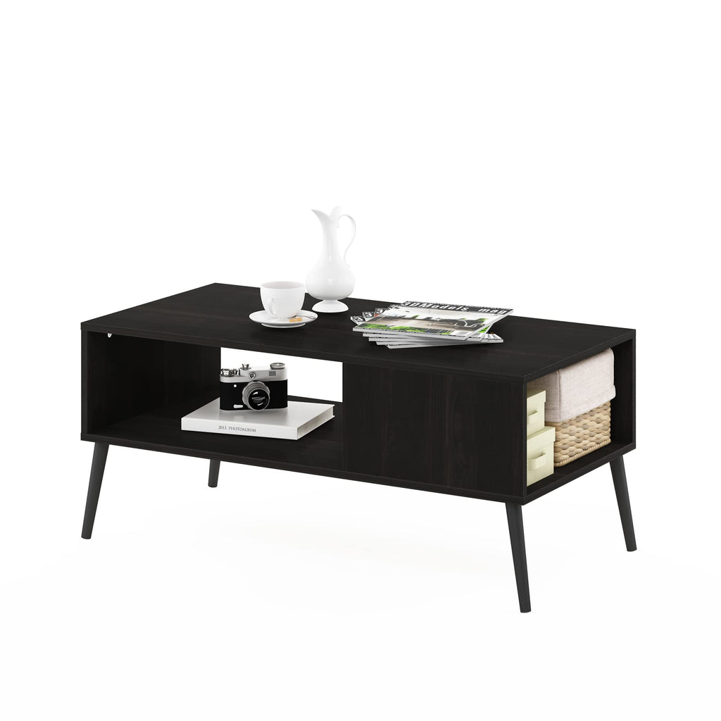 Claude Side Table, 2-Tier Square Mid-Century End Table with Wooden Legs, Open Shelf Night Stand, Bedside Table, for Living Room, Bedroom, French Oak Grey