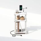 JUST 3-Tier Night Stand with Charging Station, White