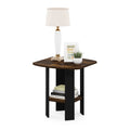 Simple Set of 2 Open Shelf 2-Tier Side Table, End Table, Grey Oak
