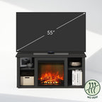 Jensen Fireplace TV Stand, NO Heat Decorative Electric Fireplace TV Stand for TV up to 55 Inch, with Open Storage, for Living Room, Americano