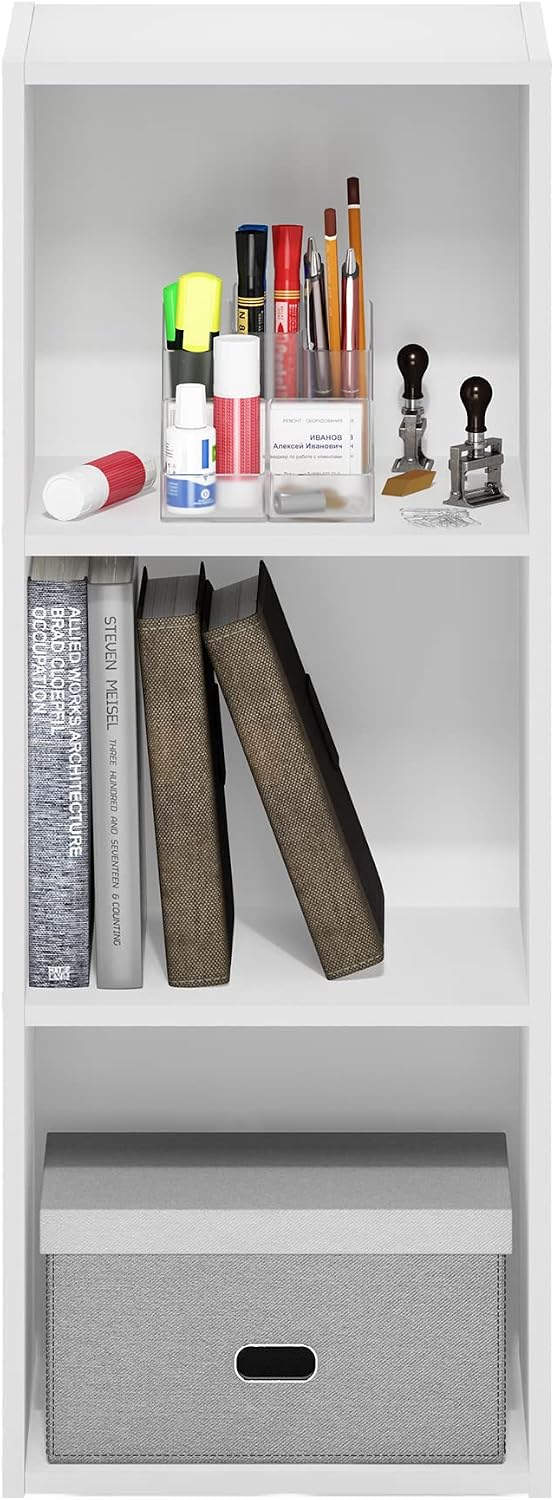 Pasir 3-Tier No Tool Assembly Open Shelf Bookcase, White