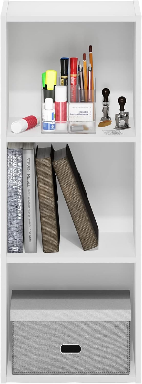 Pasir 3-Tier No Tool Assembly Open Shelf Bookcase, White