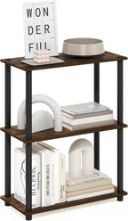 Turn-N-Tube Storage Shelves, 3-Tier Book Shelf, Corner Shelf, Toolless Open Shelves, for Organization and Storage, Living Room, Bedroom, Entryway, Laundry, Amber Oak