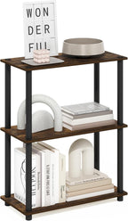 Turn-N-Tube Storage Shelves, 3-Tier Book Shelf, Corner Shelf, Toolless Open Shelves, for Organization and Storage, Living Room, Bedroom, Entryway, Laundry, Amber Oak