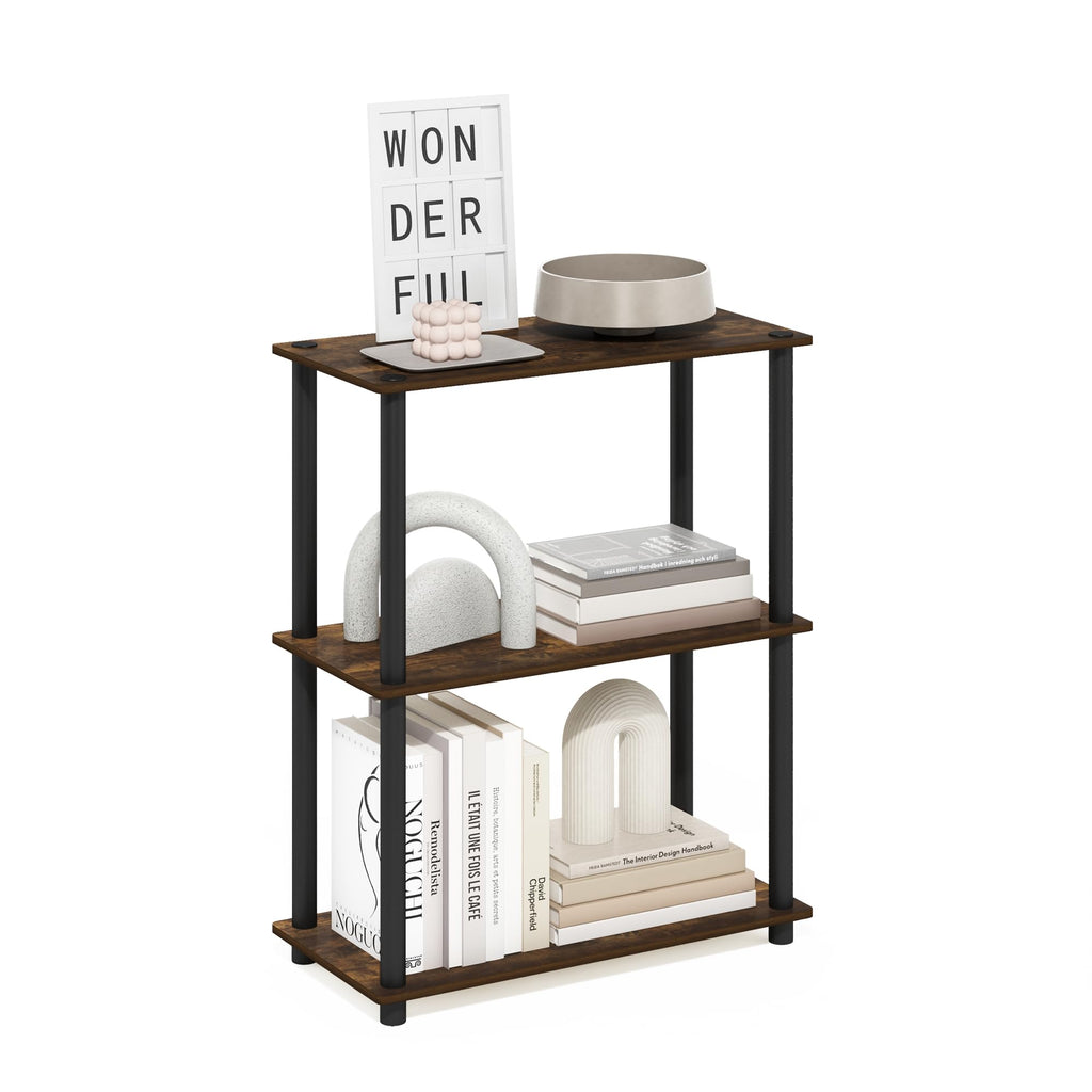 99152BE/WH/IV 3-Tier Go Green Multipurpose Storage Rack Shelving Unit Bookshelf Cabinet with 2 Bins, Beech Finish