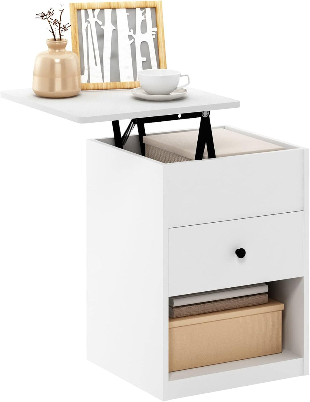 Jensen Lift Top Nightstand, Solid White