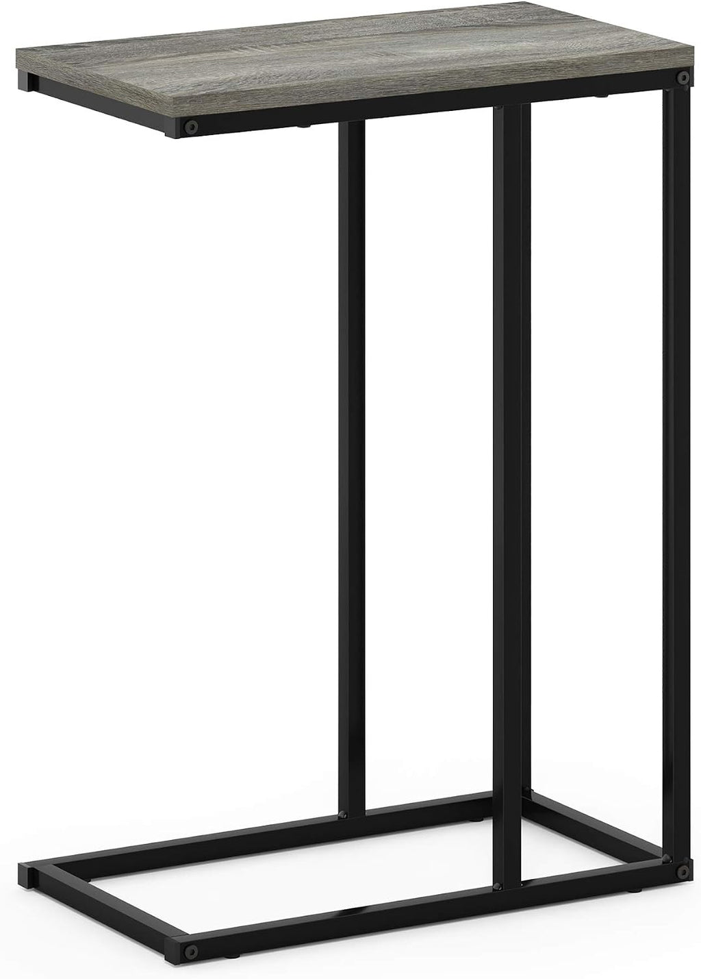 CAMNUS Night Stand, C-Shape Nightstand, Metal Frame Side Table, End Table, Bedside Table, for Living Room, Bedroom, French Oak Grey
