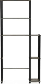 Turn-N-Tube Over The Toilet Storage, 5 Shelves Bathroom Organizer Space Saver Rack, French Oak Grey/Black