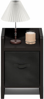 Viola Thick Frame Night Stand with Storage Bin, Dark Oak