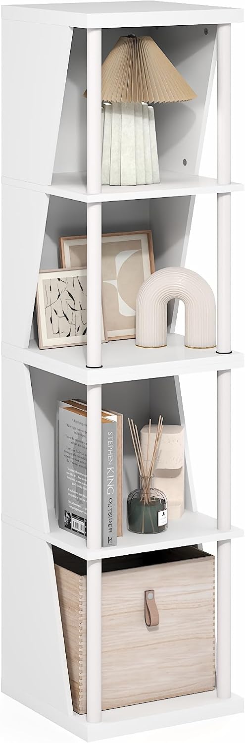 Flexi Book Shelf, 4-Cube Bookshelf, Standing Bookcase, White