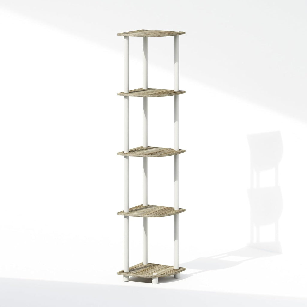 Turn-N-Tube Storage Shelves, 5-Tier Book Shelf, Corner Shelf, Toolless Open Shelves, for Organization and Storage, Living Room, Home Office, Hallway, Bedroom, Sonoma Oak