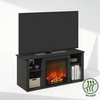 Jensen Fireplace TV Stand, NO Heat Decorative Electric Fireplace TV Stand for TV up to 55 Inch, with Open Storage, for Living Room, Americano