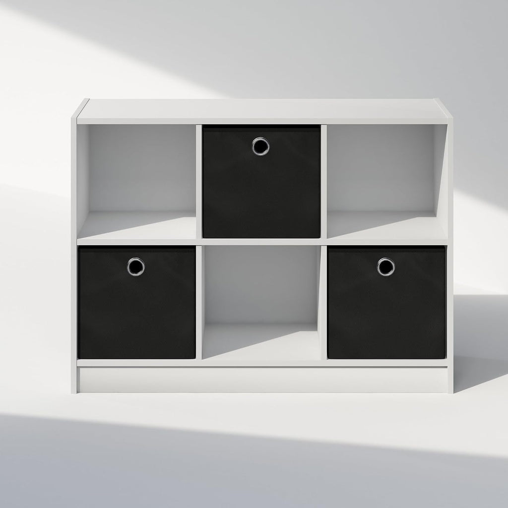 Cubic Closet Organizers and Storage, 6-Cube Closet Organizer with Bins, Open Shelf Storage, for Wardrobe, Bedroom, Living Room, White