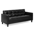 Bastia Vintage Modern Chesterfield Button Tufted 3-Seater Sofa Couch for Living Room, Brown Faux Leather
