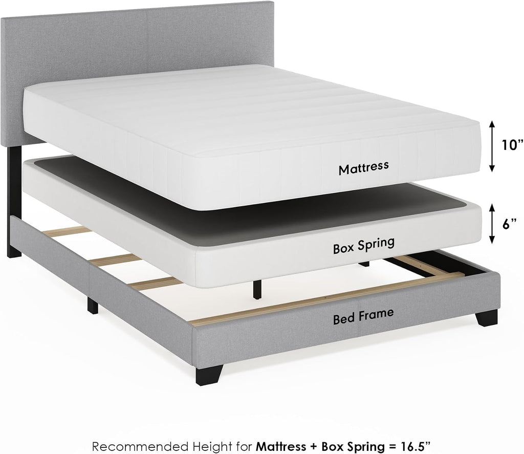 PESSAC Fabric Upholstered Bed Frame, Queen Size, Glacier