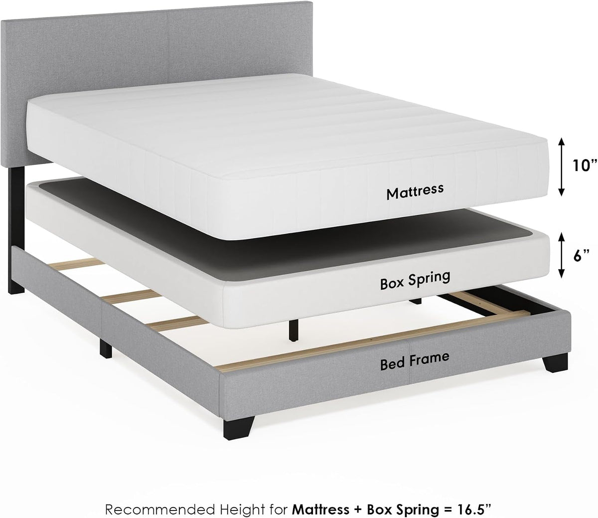 PESSAC Fabric Upholstered Bed Frame, Queen Size, Glacier