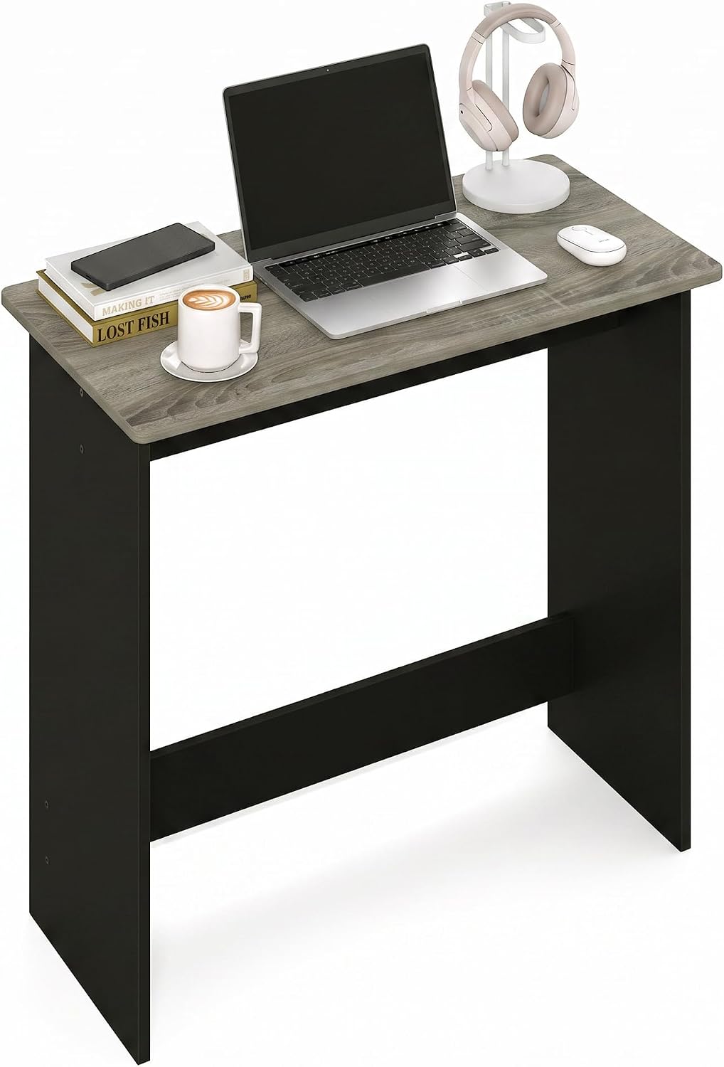 Simplistic Small Desk, 31.3" Wide Gaming Desk, Rectangular Computer Desk with Rounded Edges, Office Desk for Home Office, Bedroom, Study Room, Dorm, French Oak