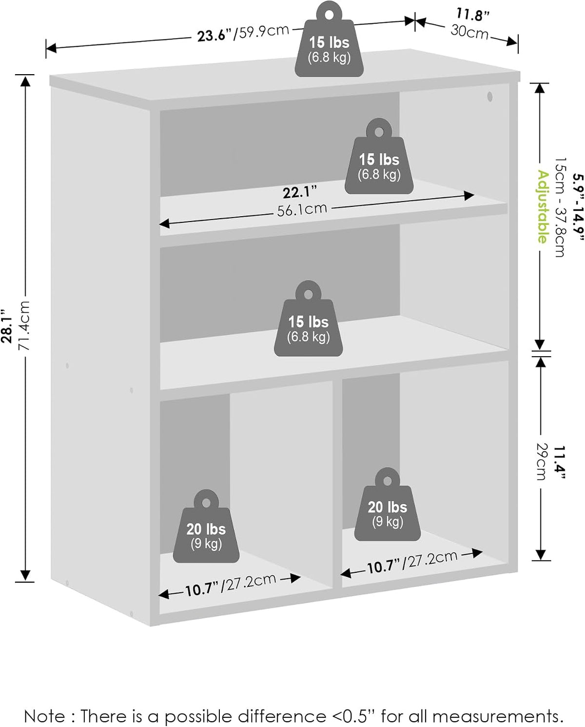 Reed Closet Organizers and Storage, 3-Tier Closet Organizer, Open Shelf Closet Storage, for Wardrobe, Bedroom, Living Room, White
