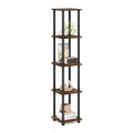 Turn-N-Tube Book Shelf, 5-Tier Square Open Frame Display Shelf, Corner Storage Shelves with Storage Bin, Shelving Unit, for Organization, Living Room, Garage, Home Office, White