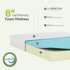 Tidur Cooling Gel Memory Foam Mattress, 8 Inch, King, White