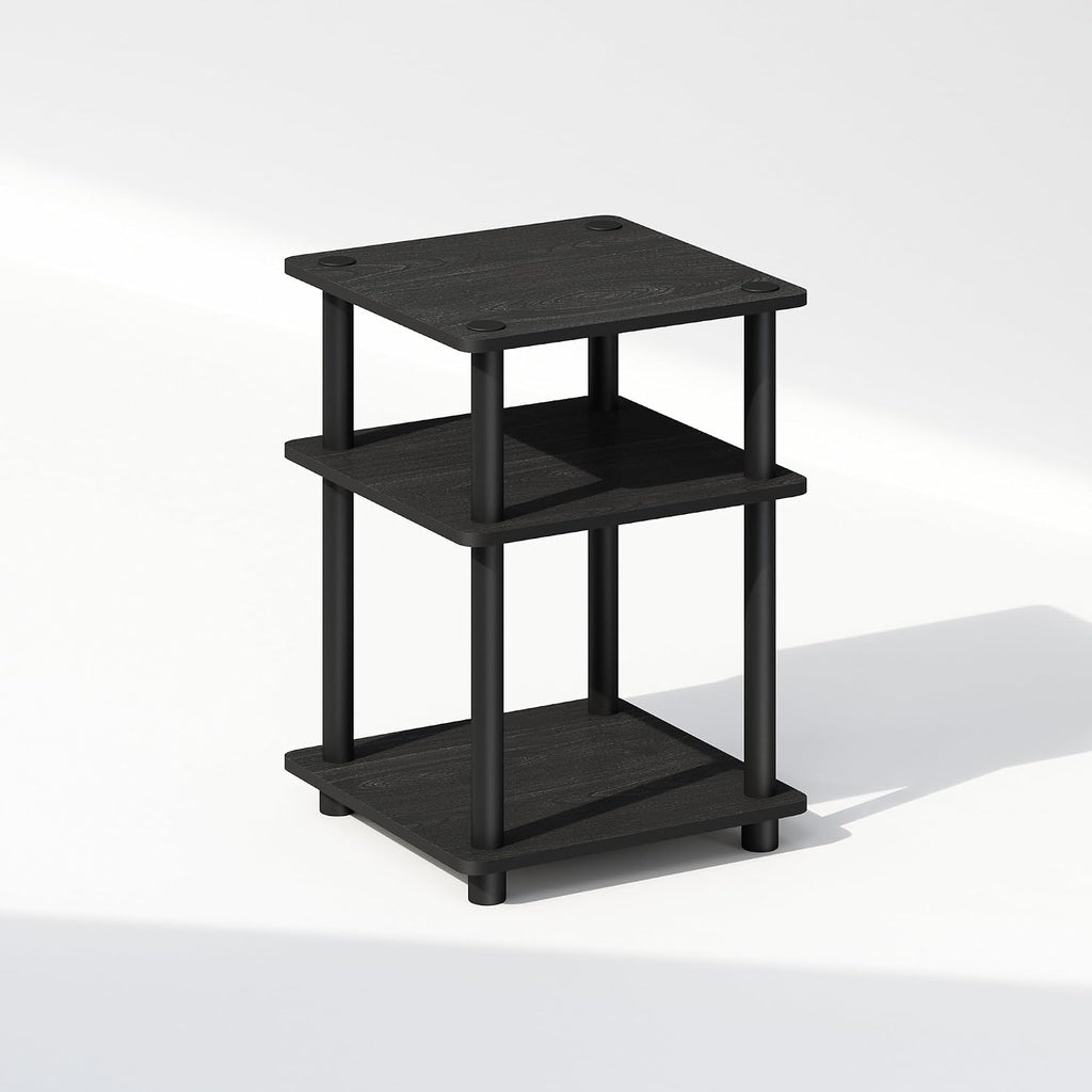 TURN-N-TUBE Toolless 3-Tier Night Stand, Nightstand, Black