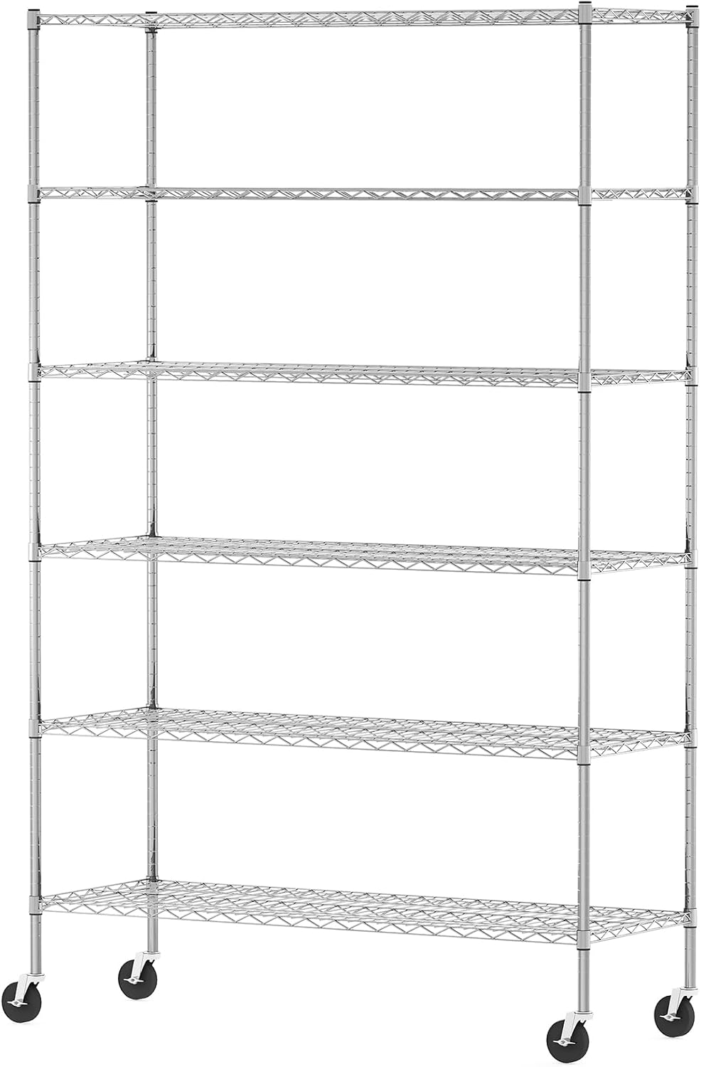 Wayar Metal Storage Shelf Rack, 6 Tiers, 48-Inch, Stainless Steel