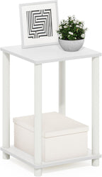 Turn-N-Tube Side Table, 2-Tier Modern Square End Table with Open Shelf, Toolless Night Stand, Bedside Table, for Living Room, Bedroom, White