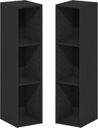 Fulda Book Shelf Set of 2, 3-Tier Narrow Bookshelf, 8" W, Blackwood