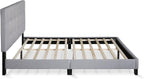 Laval Bed Frame, Upholstered Bedframe, Queen, Light Grey