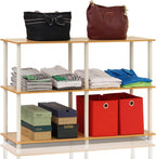 TURN-N-TUBE Storage Shelves, 3-Tier 47.4 Wide Book Shelf, Corner Shelf, Toolless Open Shelves, for Organization and Storage, Living Room, Garage, Home Office, Beech