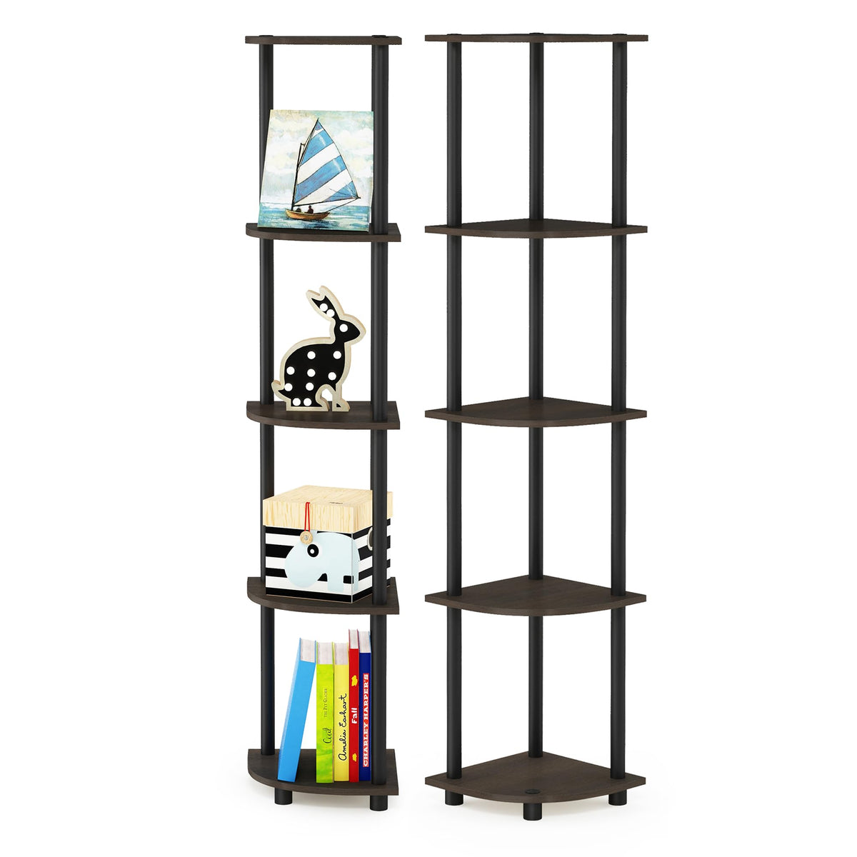 99152BE/WH/IV 3-Tier Go Green Multipurpose Storage Rack Shelving Unit Bookshelf Cabinet with 2 Bins, Beech Finish