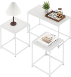 CAMNUS Metal Frame Living Room Tables Set of 3, White