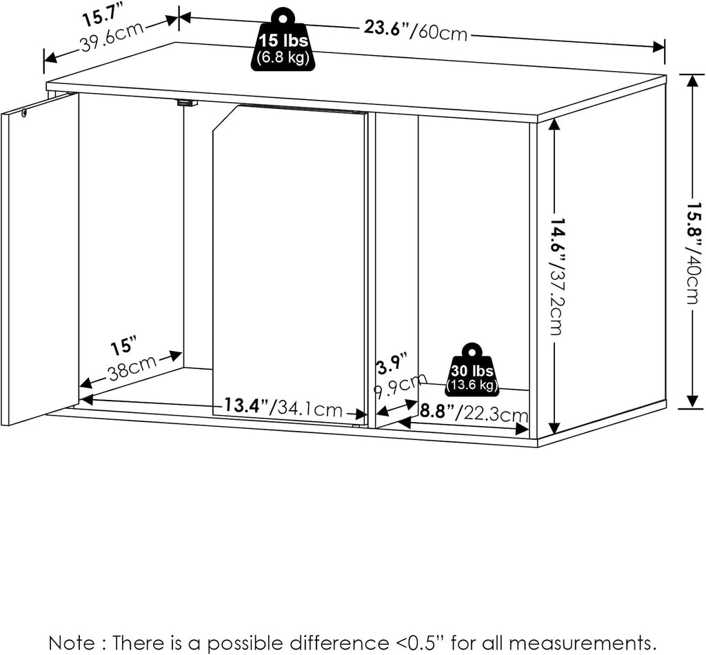 PELI 24" Wide Cat Litter Box Enclosure, French Oak Grey