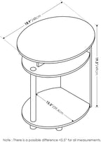 JAYA Simple Design Oval End Table with Bin, Americano/Chrome