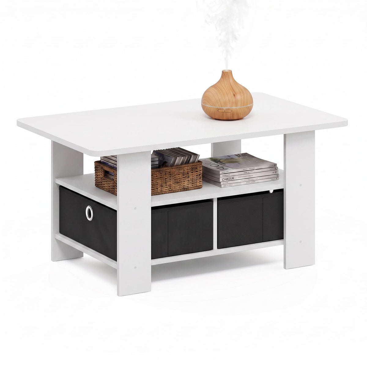 ANDREY Coffee Table, Small Modern Coffee Table with Storage and Bin Drawer, Side Table for Living Room, Bedroom, Home Office, Espresso