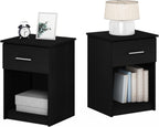 Tidur Set of 2 Modern Night Stand, Nightstand, Americano