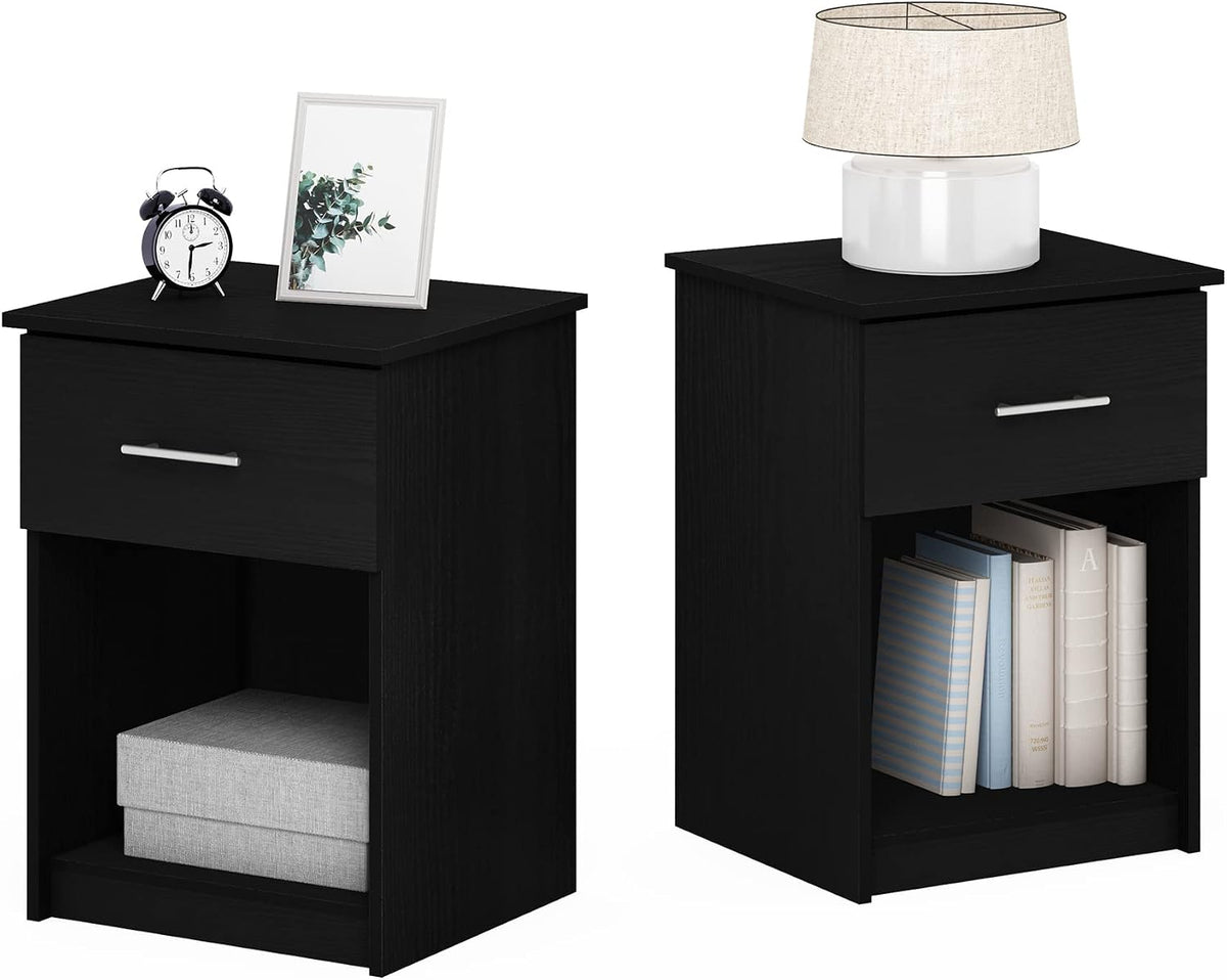 Tidur Set of 2 Modern Night Stand, Nightstand, Americano