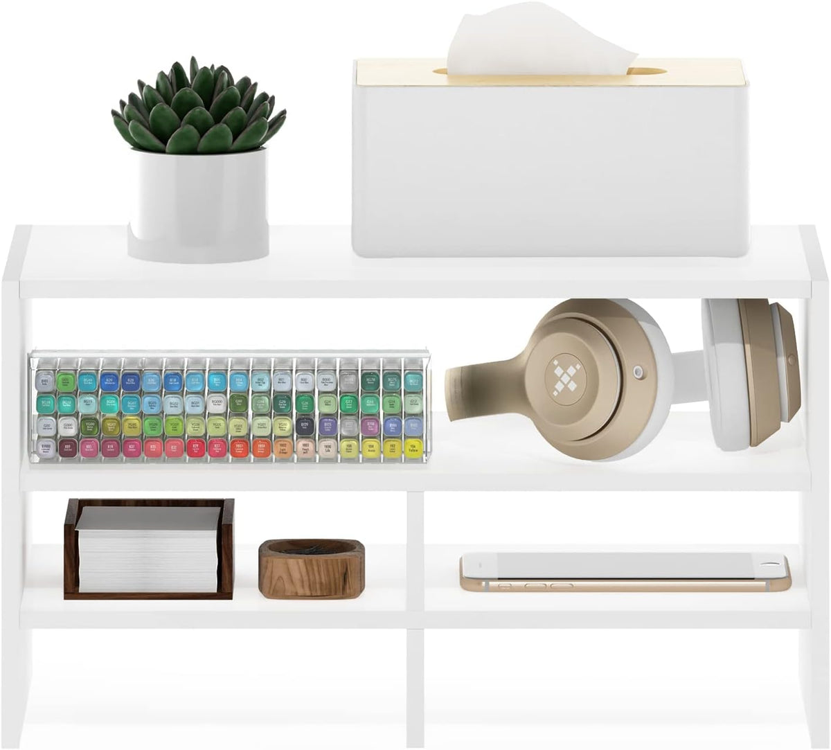 Hermite Desk Top Organizing Shelf Bookcase, White