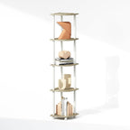 Turn-N-Tube Storage Shelves, 5-Tier Book Shelf, Corner Shelf with Open Shelves, Toollesss Assembly, for Organization and Storage, Living Room, Home Office, Hallway, Bedroom, Light Oak