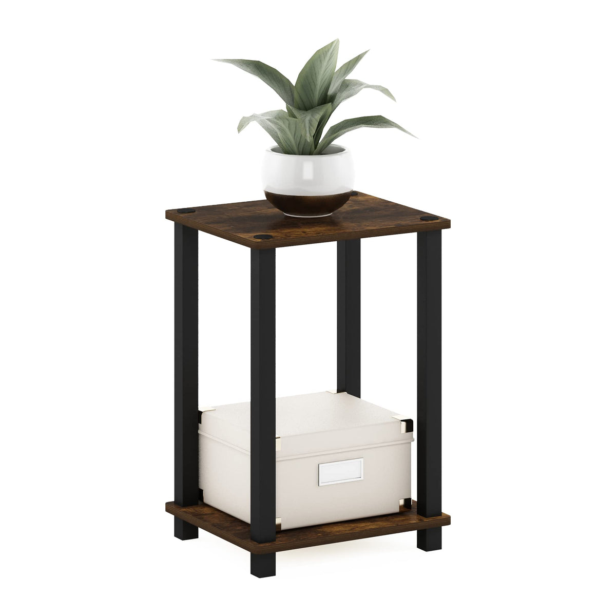 Simplistic Side Tables Set of 2, 2-Tier Small End Tables with Open Shelf, Easy Assembly Toolless Night Stands, Nightstand, for Living Room, Bedroom, White