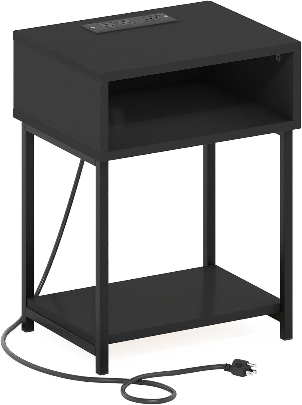 Moretti 3-Tier Night Stand with Charging Station, Americano