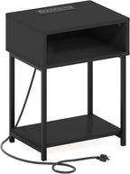 Moretti 3-Tier Night Stand with Charging Station, Americano