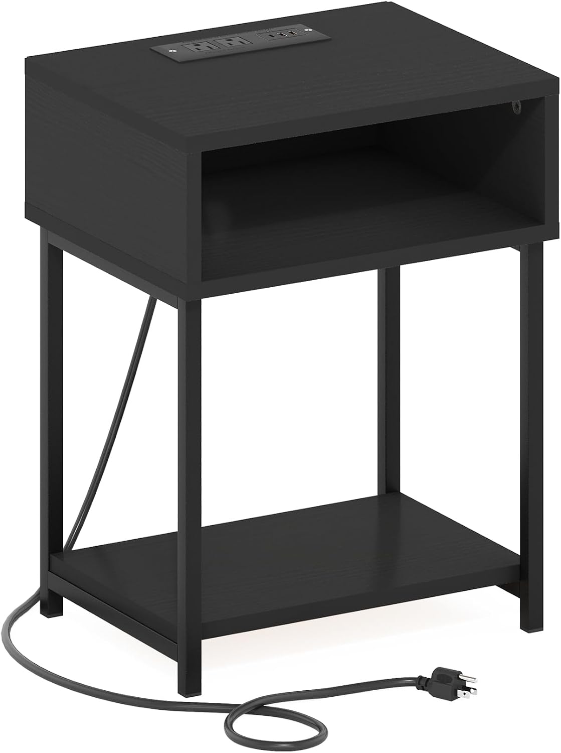 Moretti 3-Tier Night Stand with Charging Station, Americano