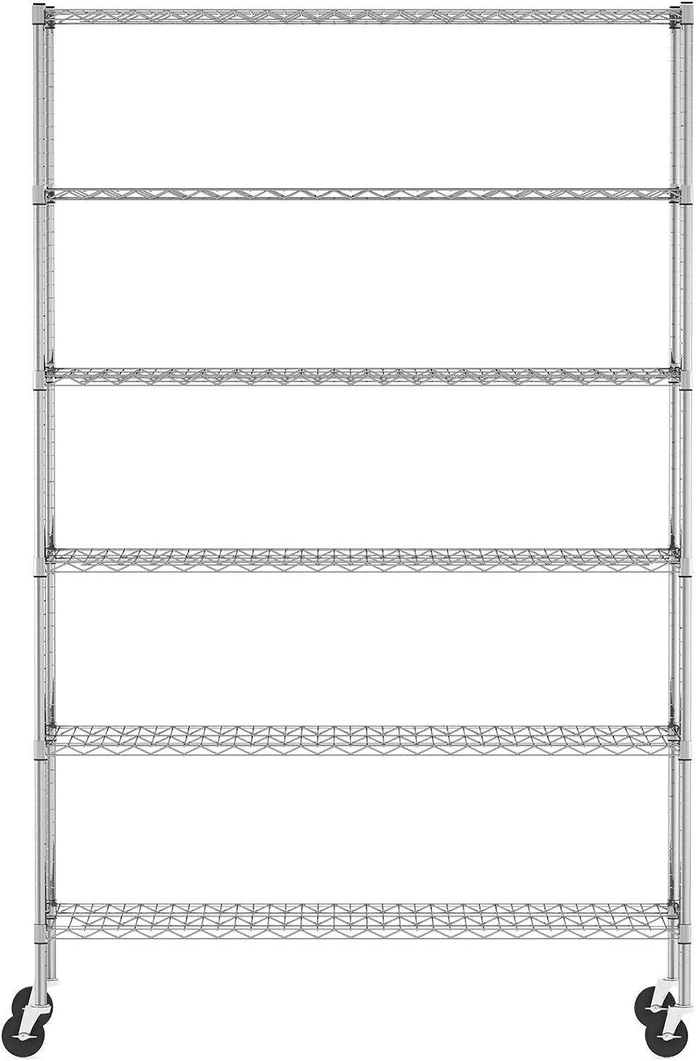 Wayar Metal Storage Shelf Rack, 6 Tiers, 48-Inch, Stainless Steel