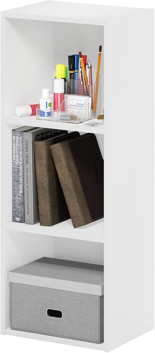 Pasir 3-Tier No Tool Assembly Open Shelf Bookcase, White