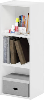 Pasir 3-Tier No Tool Assembly Open Shelf Bookcase, White