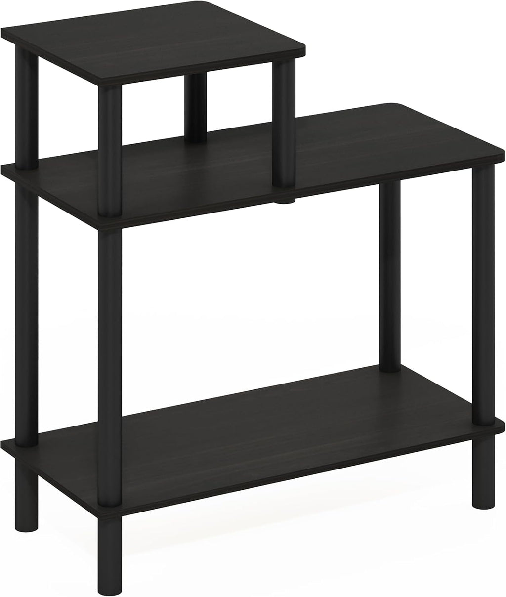 Turn-N-Tube Side Table, 3-Tier Rectangle Sofa End Table with Open Shelf, Toolless Assembly Night Stand, Bedside Table, for Living Room, Bedroom, Espresso