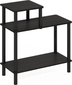 Turn-N-Tube Side Table, 3-Tier Rectangle Sofa End Table with Open Shelf, Toolless Assembly Night Stand, Bedside Table, for Living Room, Bedroom, Espresso