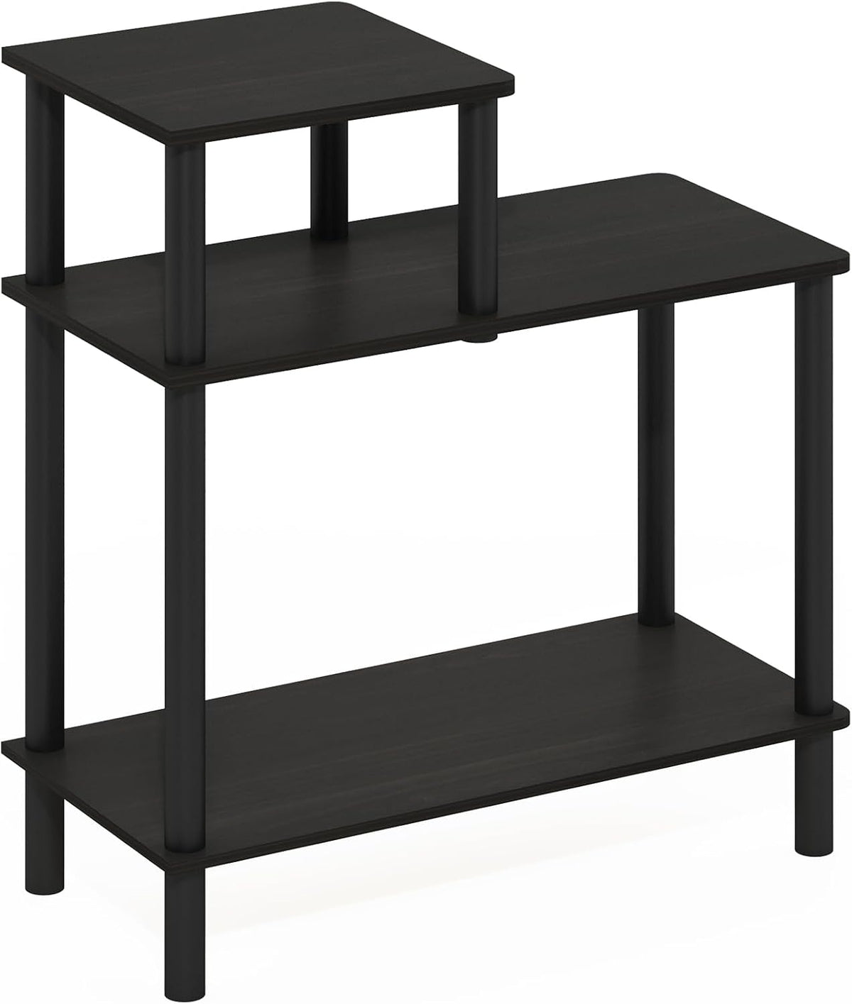 Turn-N-Tube Side Table, 3-Tier Rectangle Sofa End Table with Open Shelf, Toolless Assembly Night Stand, Bedside Table, for Living Room, Bedroom, Espresso