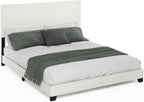 PESSAC PU Leather Upholstery Bed Frame, Cal King Size, White